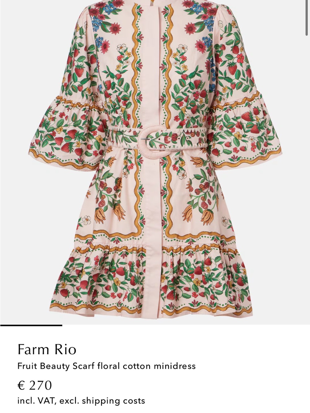 Farm Rio: Fruit Beauty Scarf floral cotton minidress - Picture 6 of 11